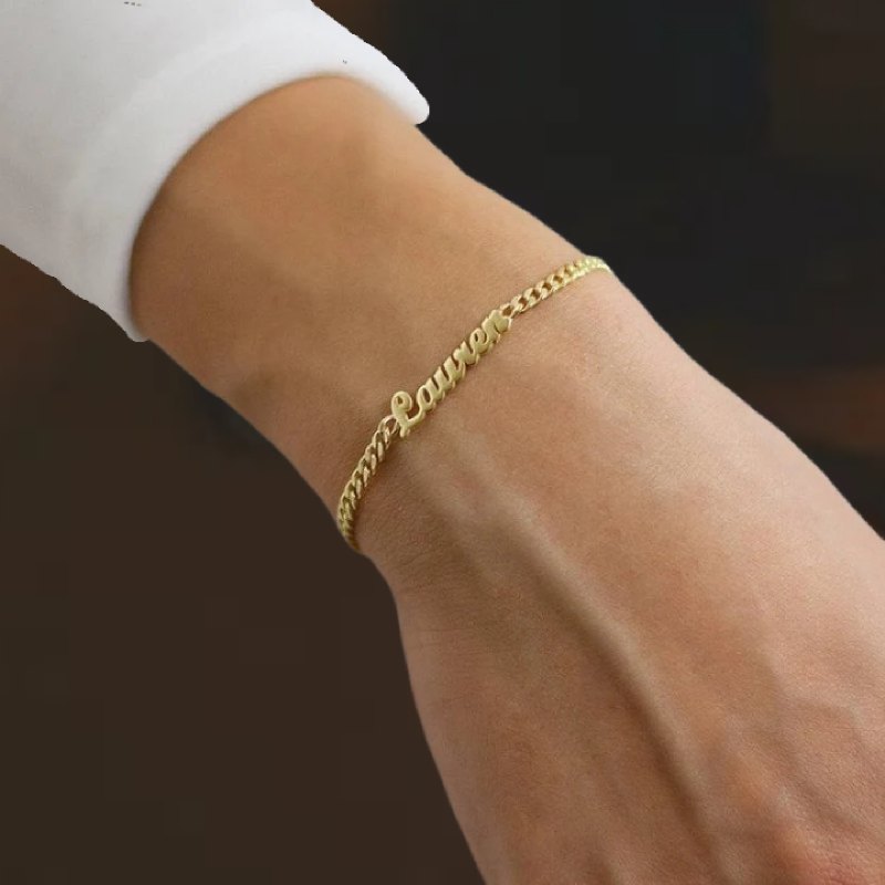 Custom Font Name Bracelet/Anklet with 3mm Cuban Link