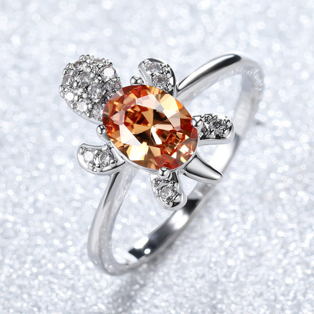 Sea Turtle Ring in Zirconium and Silver