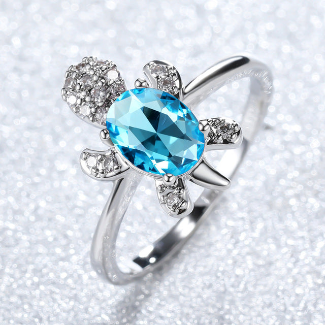 Sea Turtle Ring in Zirconium and Silver