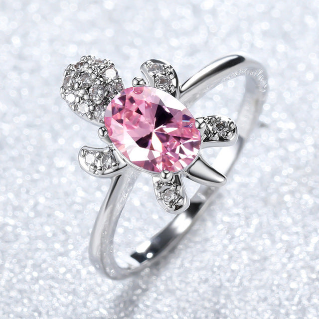 Sea Turtle Ring in Zirconium and Silver