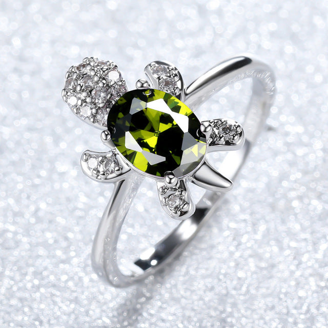 Sea Turtle Ring in Zirconium and Silver