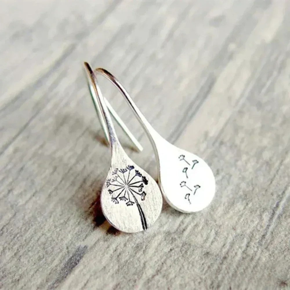 Finely crafted silver Dandelion Leaf Earrings