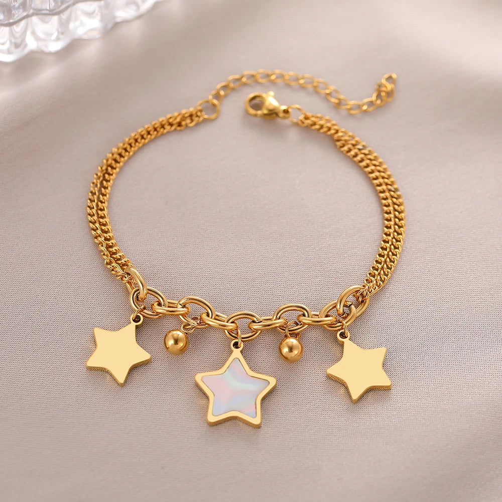 Classic Star Enamel Bracelet in 18K Gold Plating