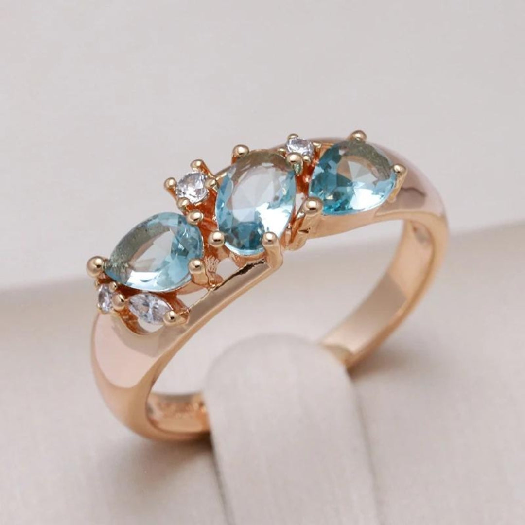 Gold Ring with Blue Zirconia