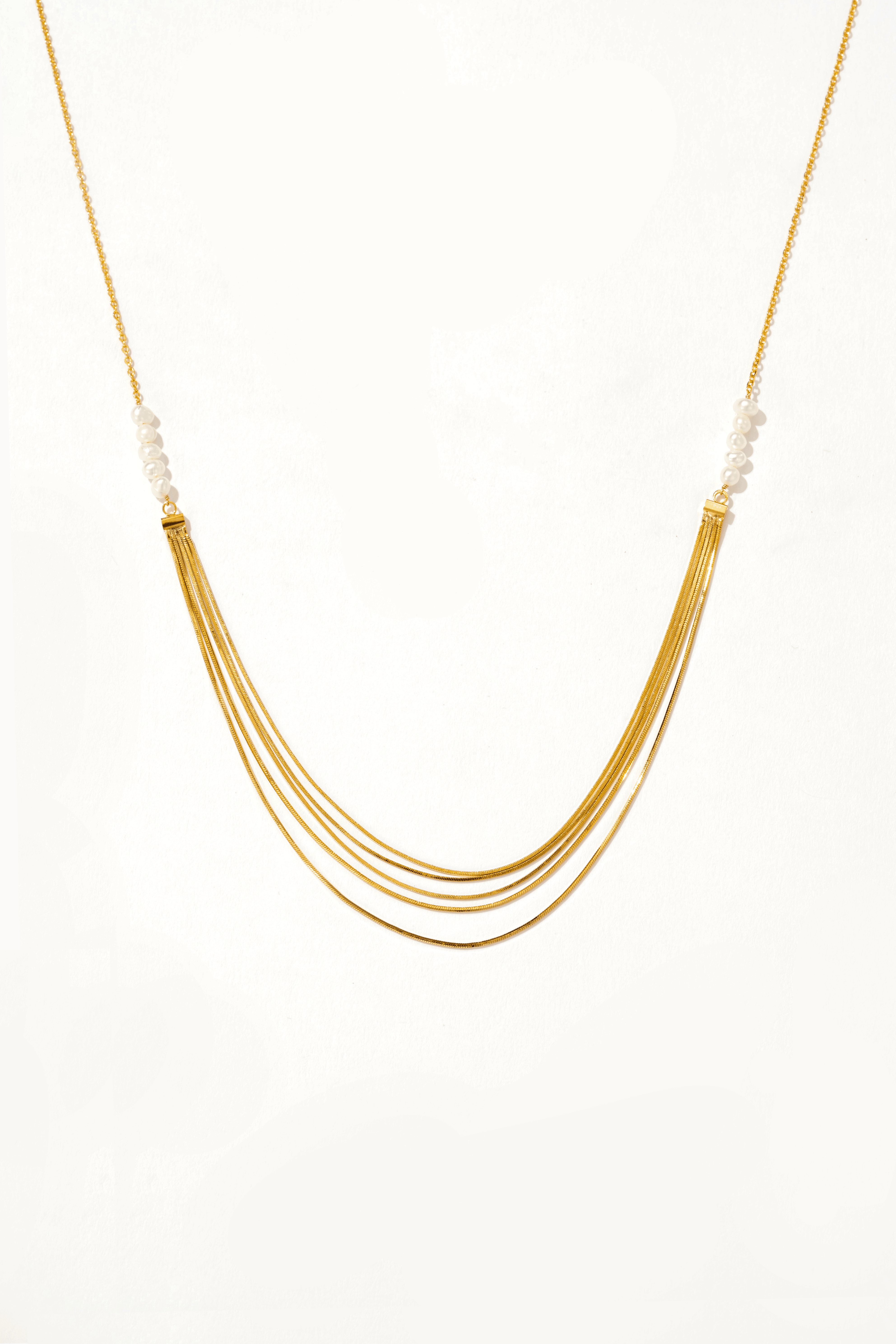 Calithra  Gold Pearl Beaded Necklace