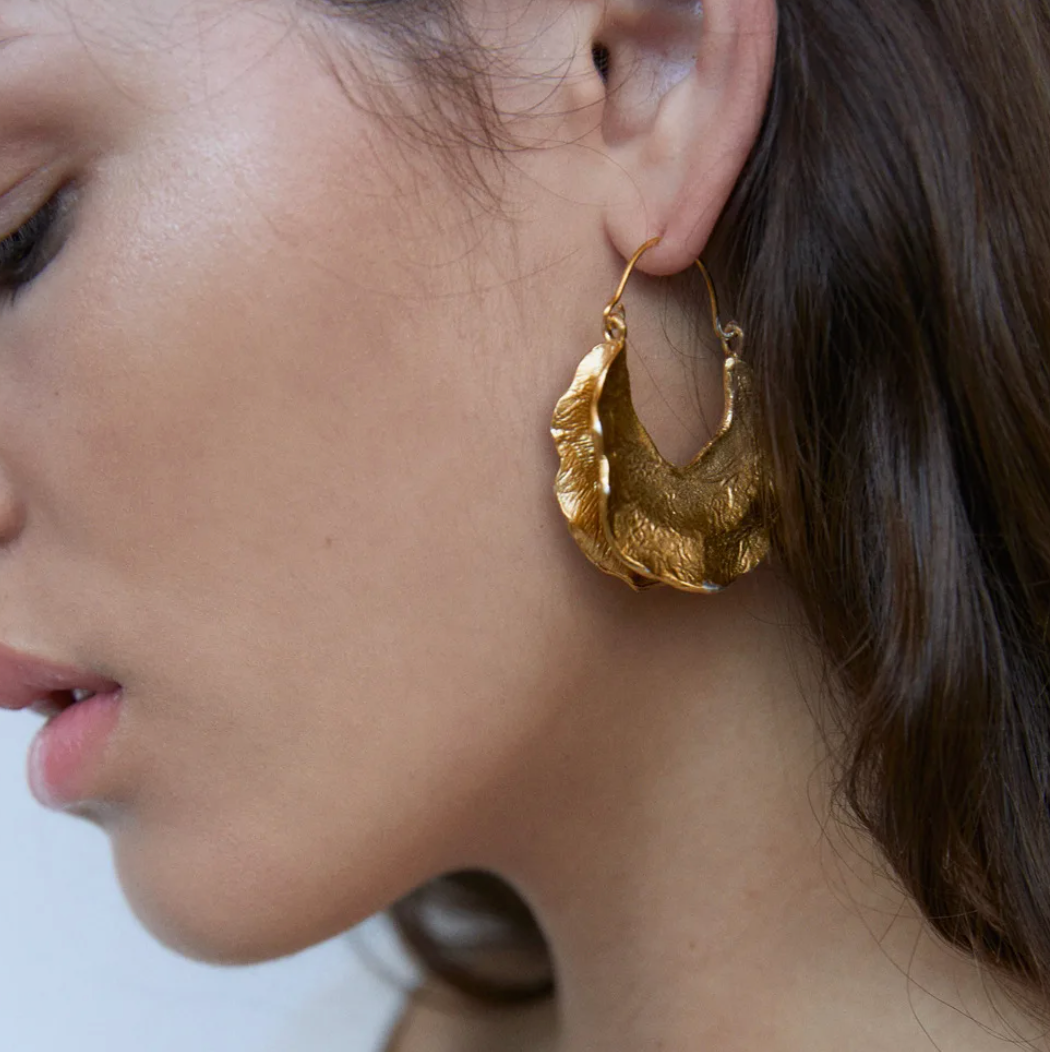 Large Half-Pumpkin Earrings in 18K Gold Plating