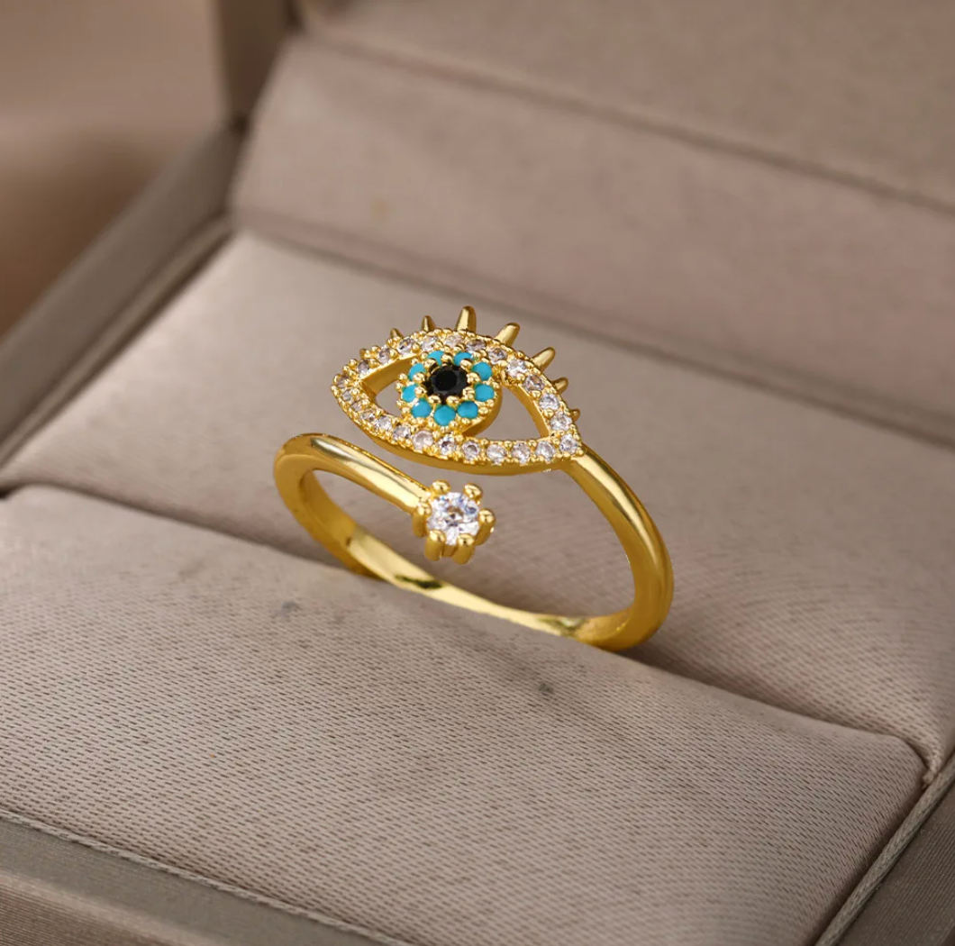 Evil Eye Ring in 18K Gold Plating
