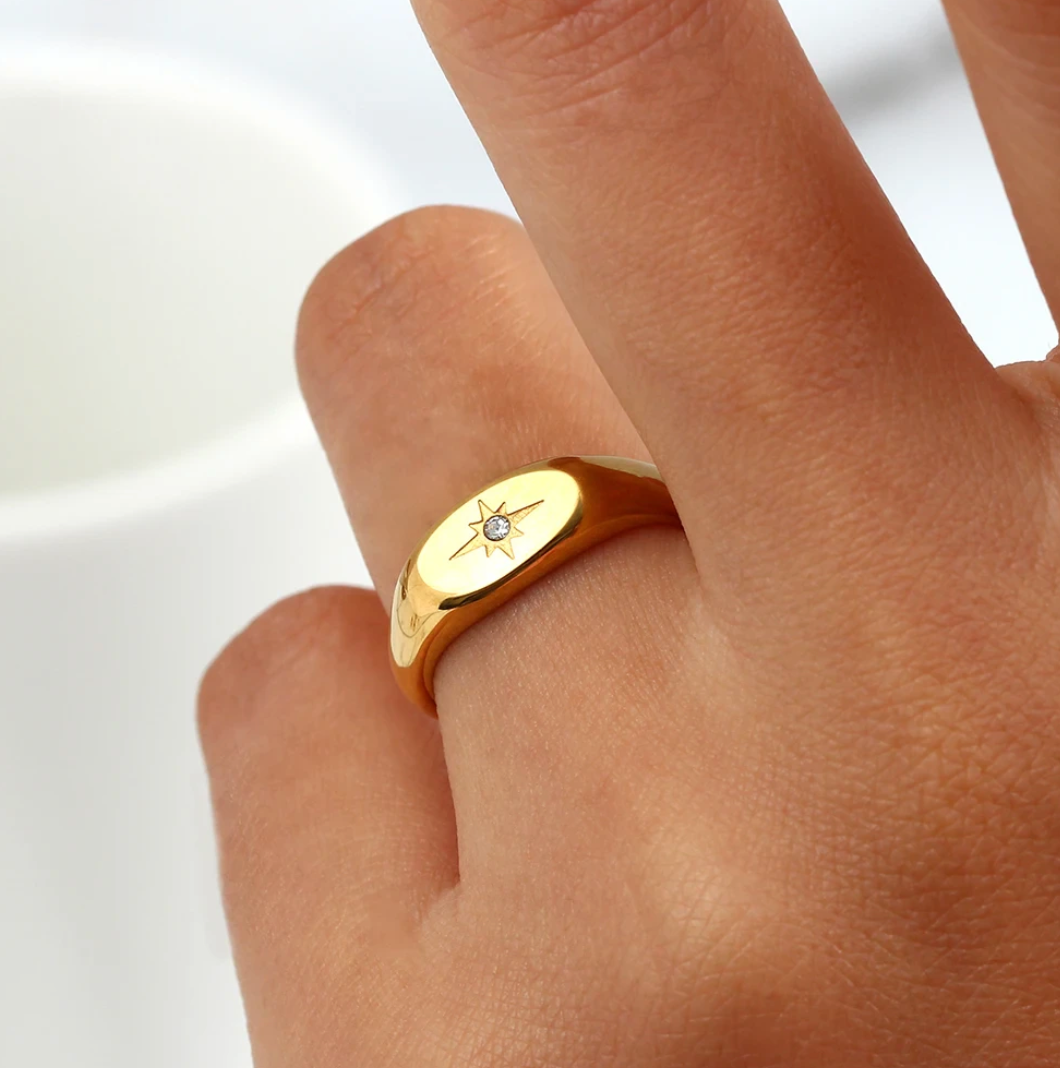 North Star Ring in 18K Gold Plating