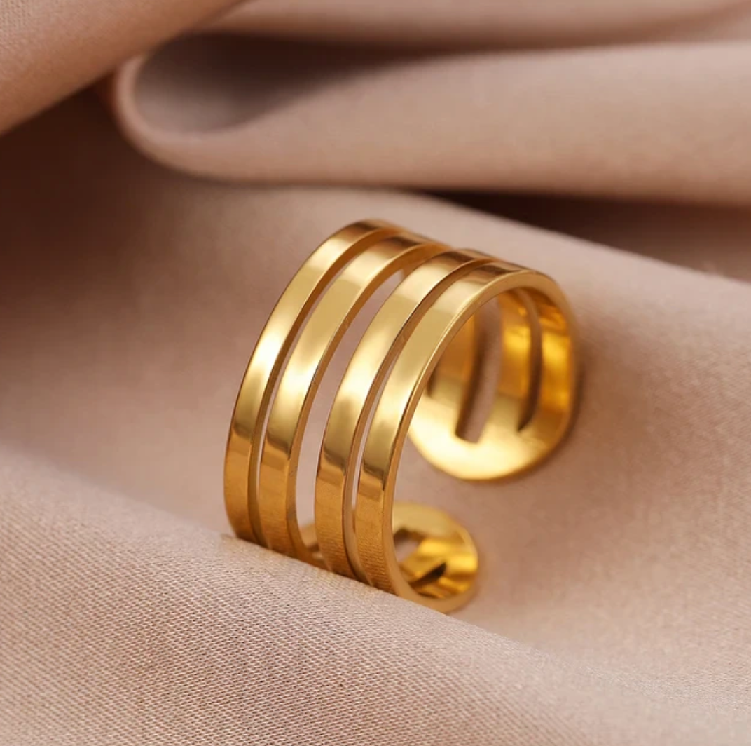 Classic Modernist Double Ring in 18K Gold Plating