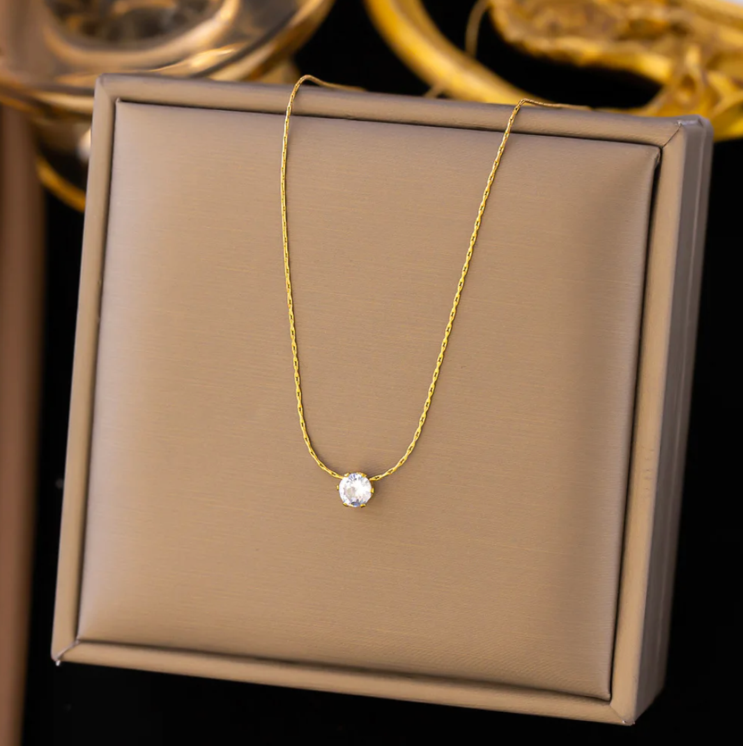 18K Gold Plated Necklace with Brilliant