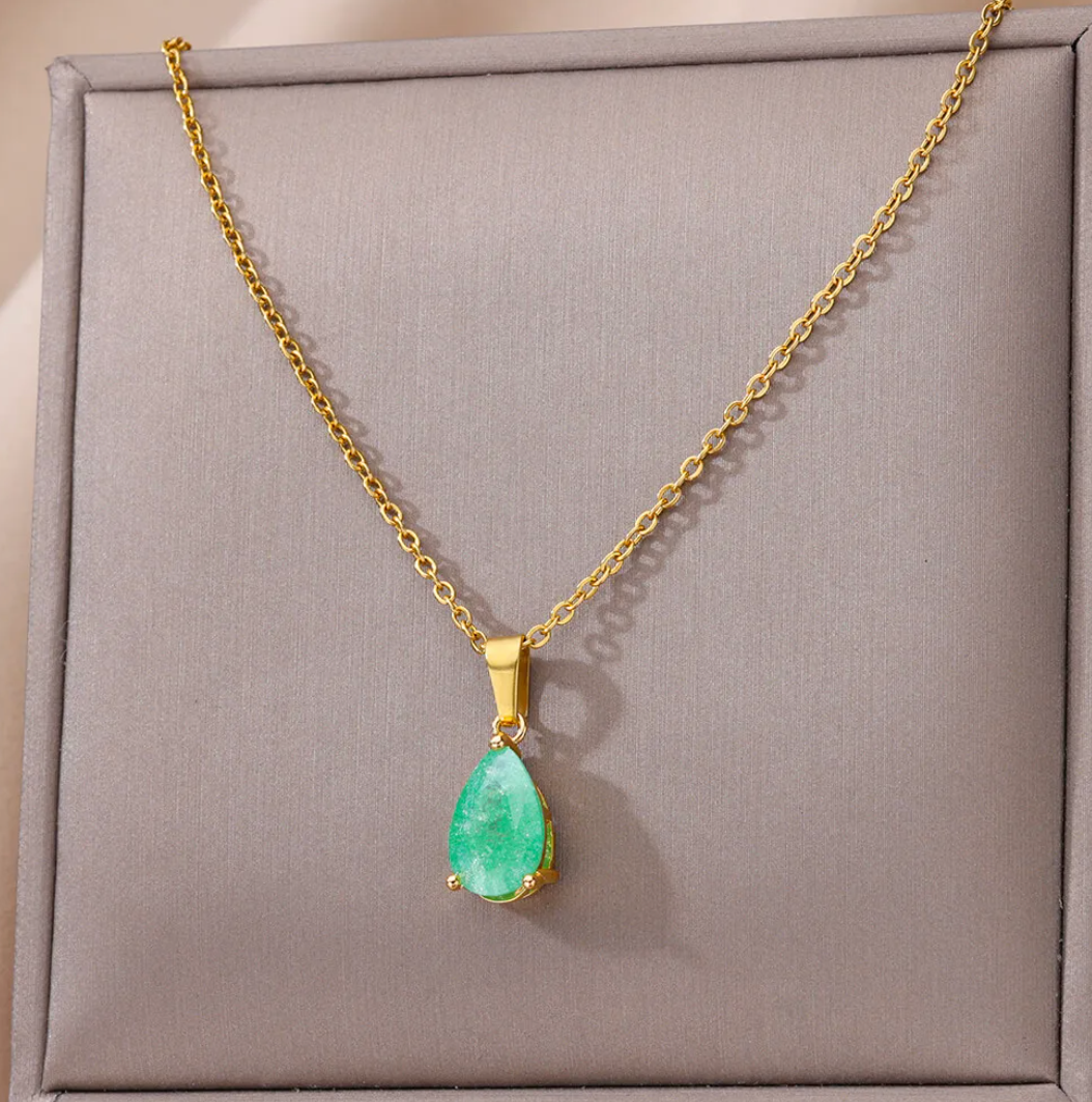 18K Gold Plated Necklace with Aventurine and Zodiac Stone