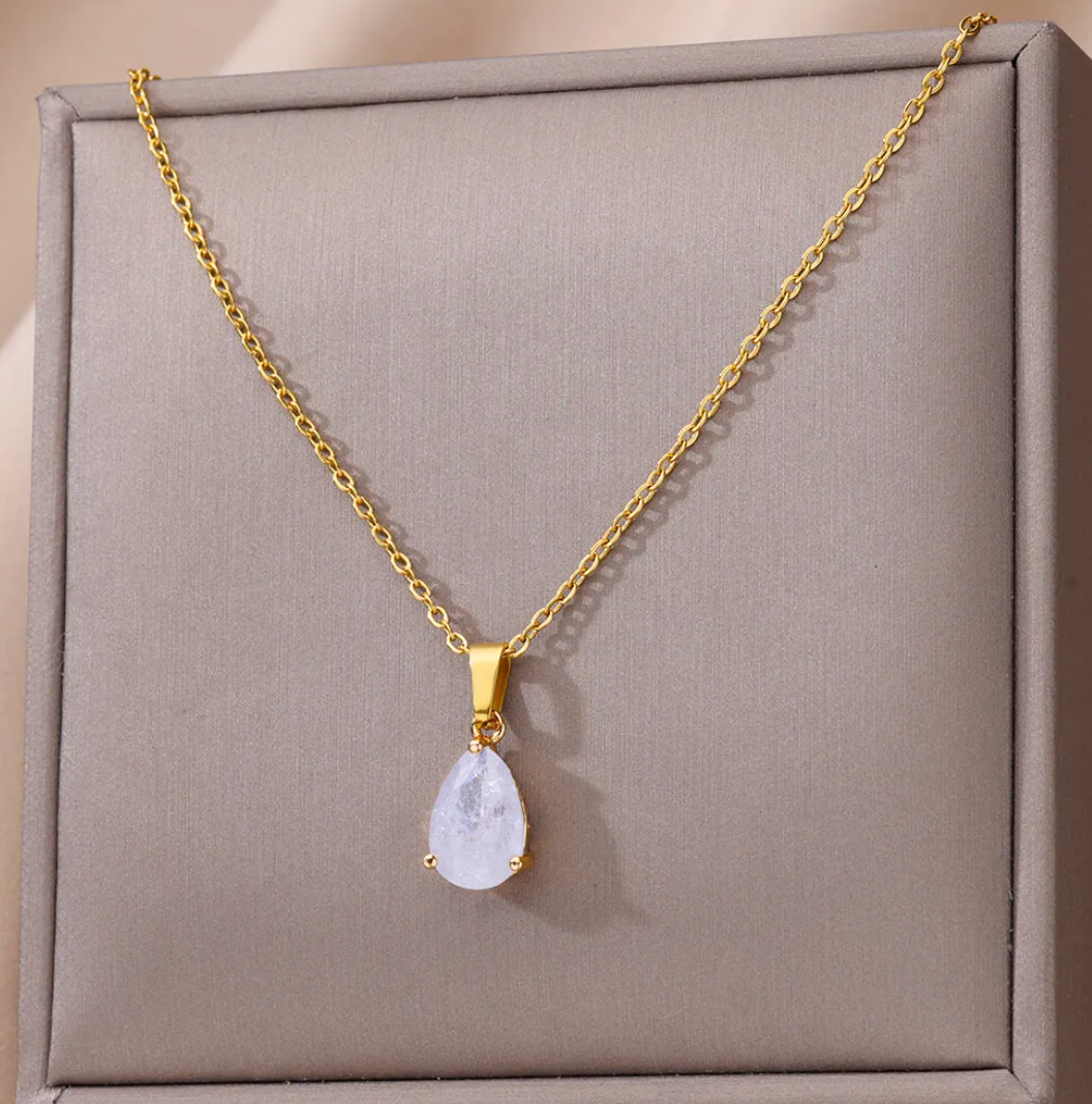 Choker with Zodiac Quartz Crystal Stone in 18K Gold Plating