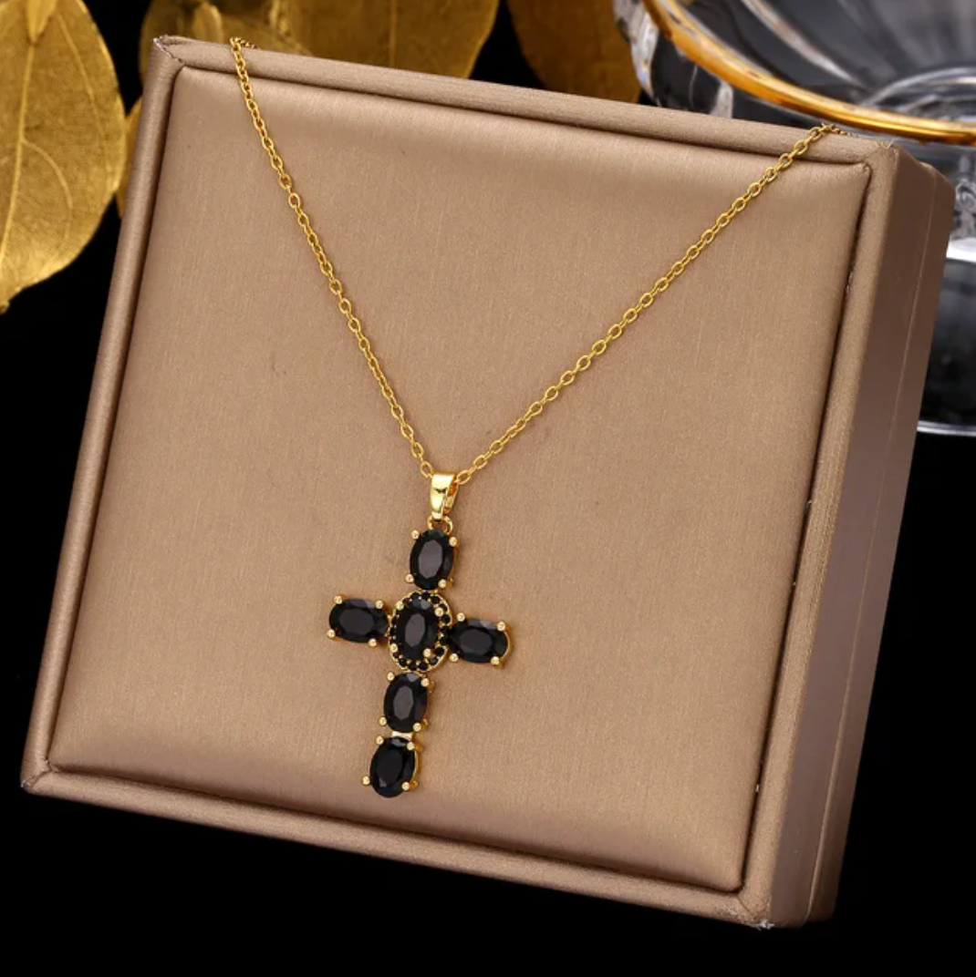 18K Gold Plated Necklace with Crystal Cross