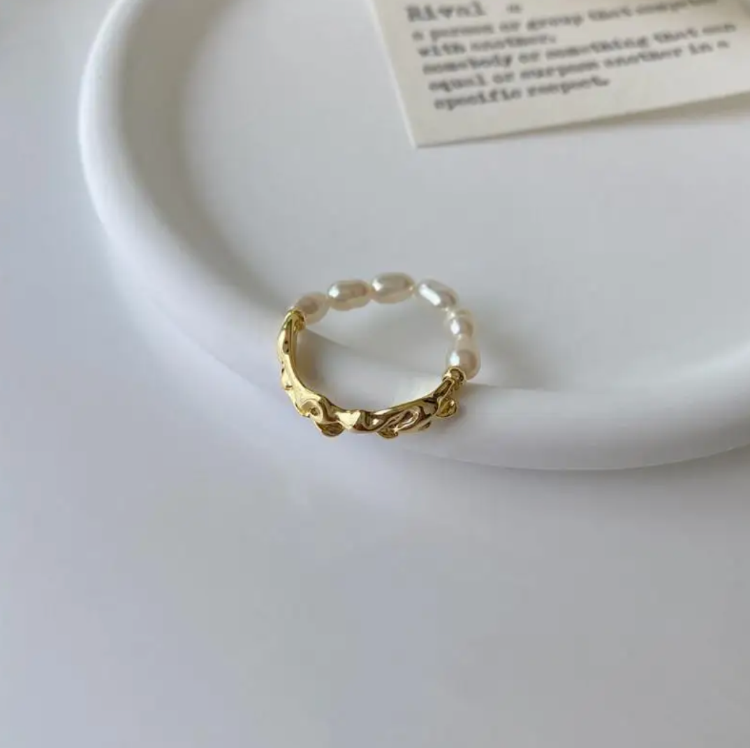 Caspian Sea Pearl Ring in 18K Gold Plating