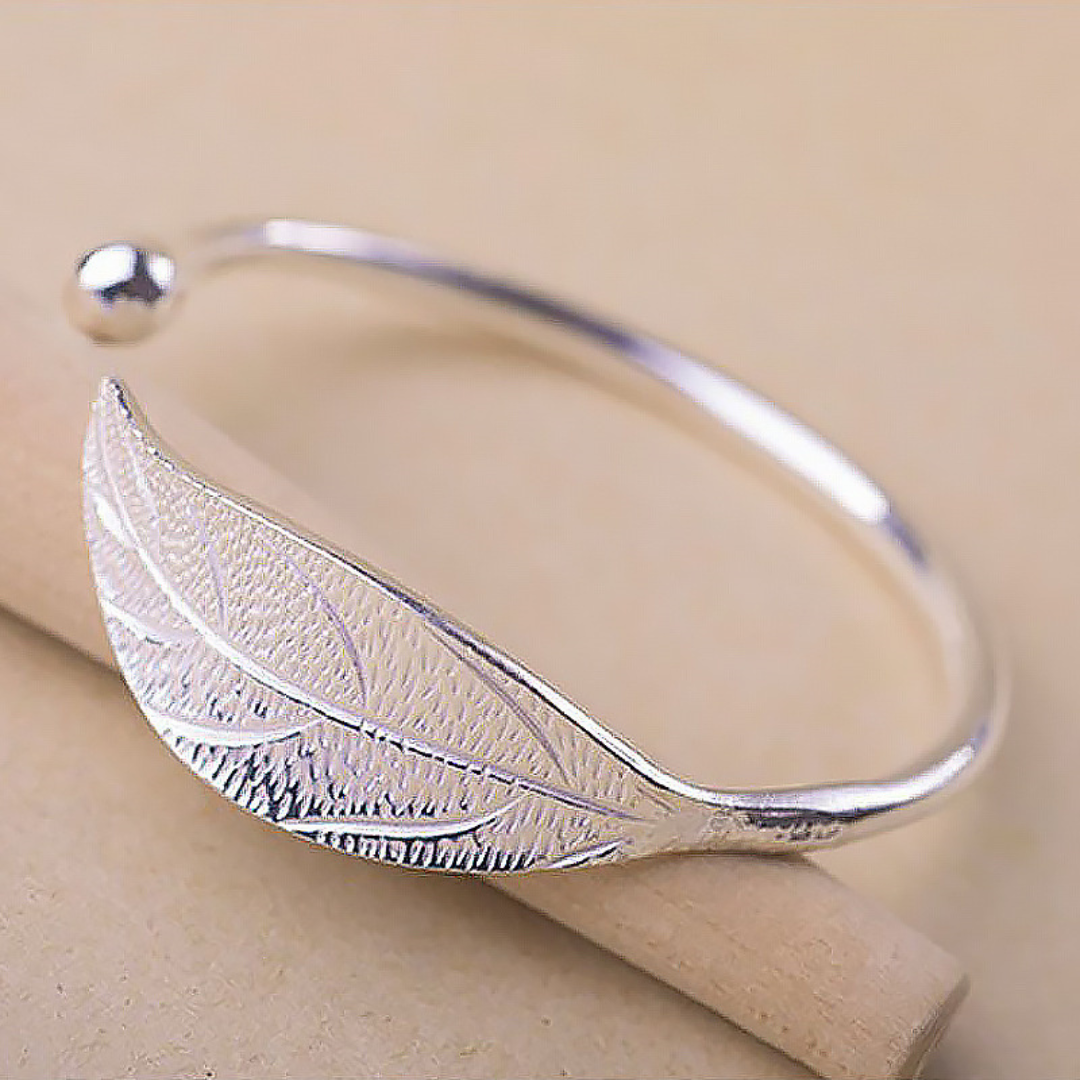 Adjustable 925 Silver Leaf Bracelet