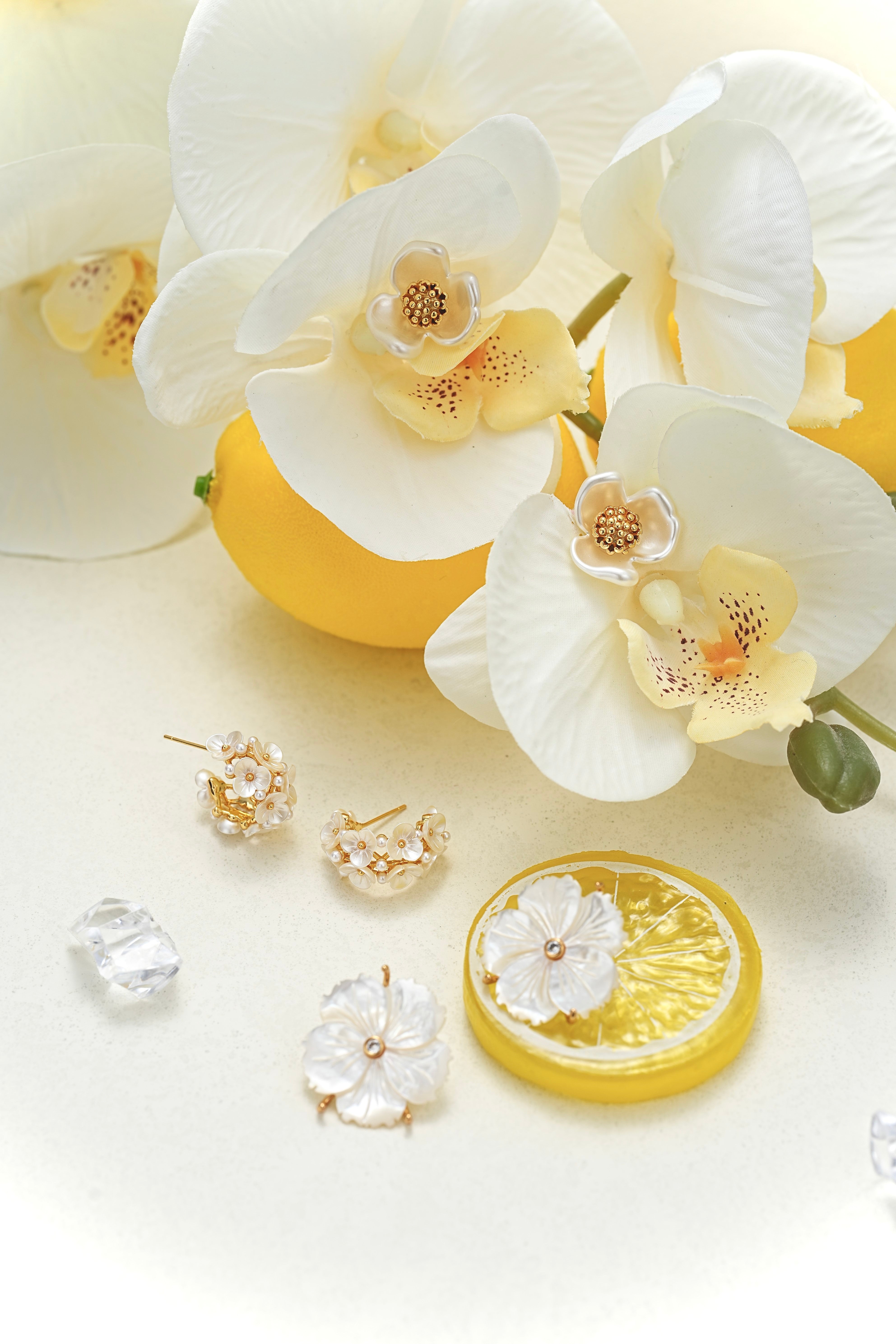 Celine Floral Pearl Hoop Earrings