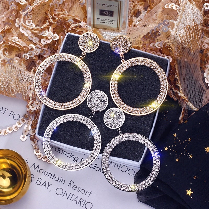 Gold and silver cubic zirconia earrings