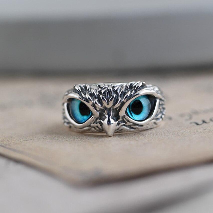 Adjustable Owl of Good Luck Ring in Silver and Opal