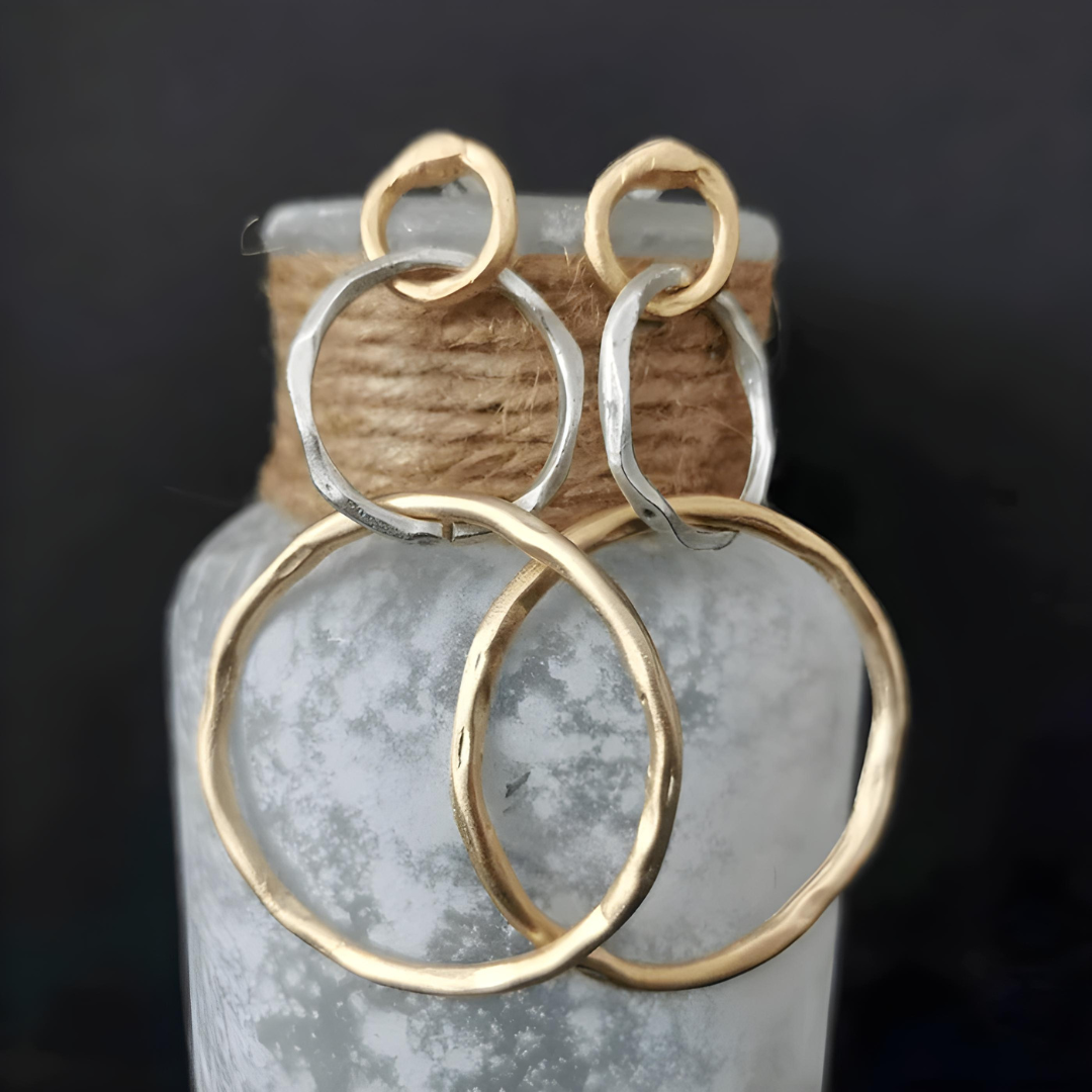 VINTAGE GOLD & SILVER HOOP EARRINGS
