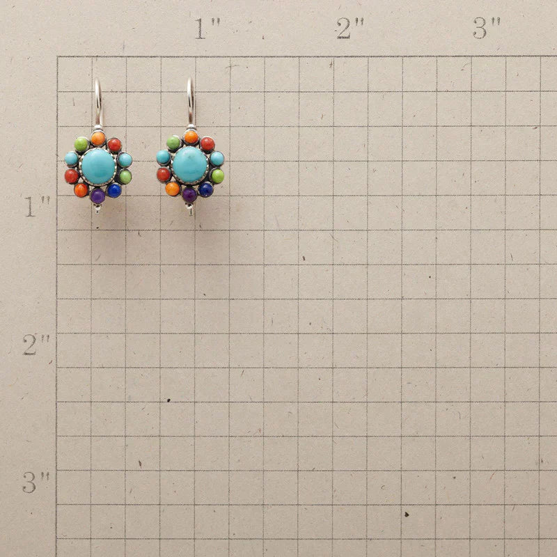Round Multicolour Turquoise Earrings