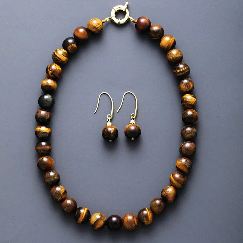 Orbit Earrings - Tiger Eye