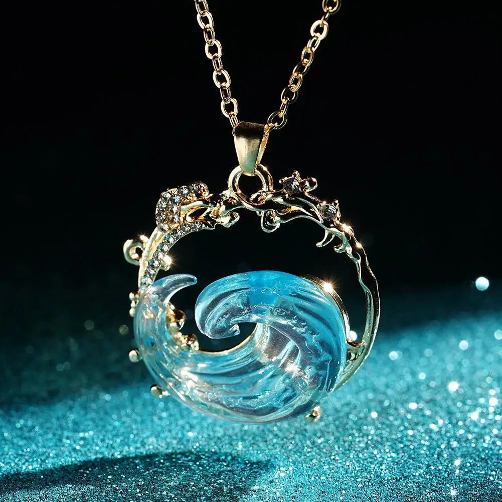 Ocean Oath Necklace, Earrings, Jewelry Set – Adjustable Sea Wave Necklace, Rings, Earrings, Summer Ocean-Themed Jewelry Bundle