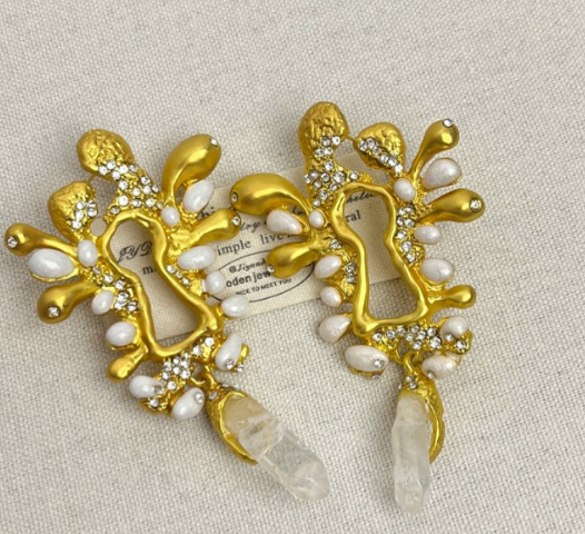 Coral Earrings with Freshwater Pearl Finish