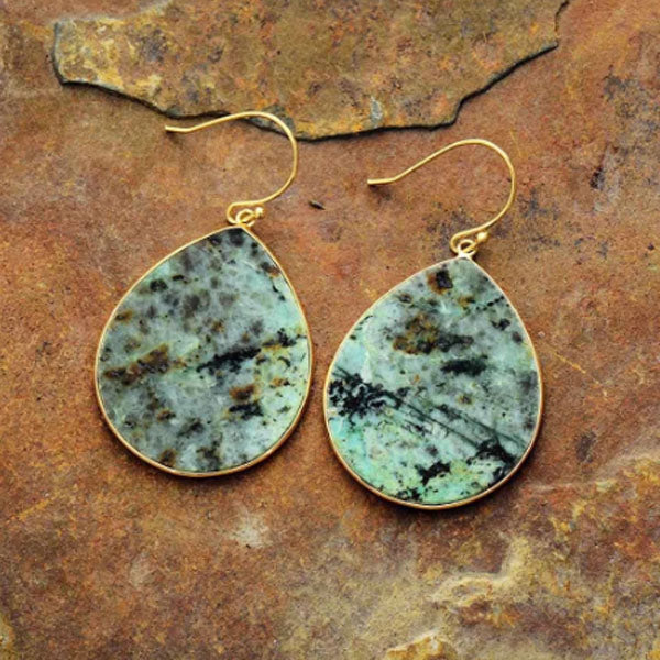 African Turquoise Dangle Earrings