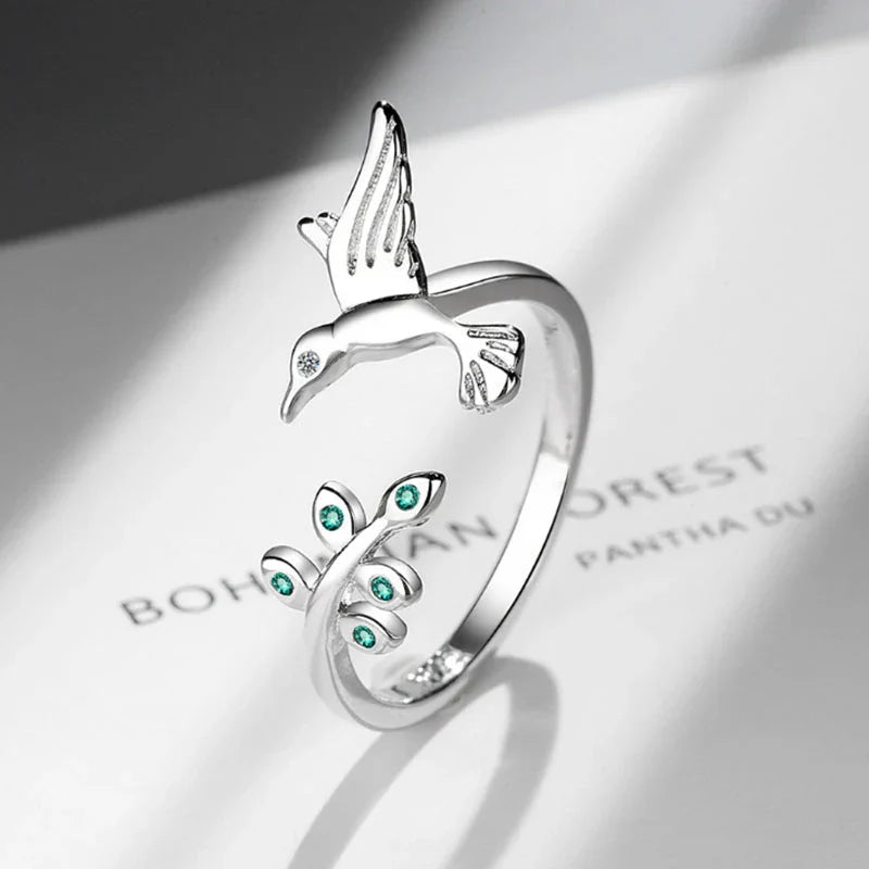 925 Sterling Silver Hummingbird Ring