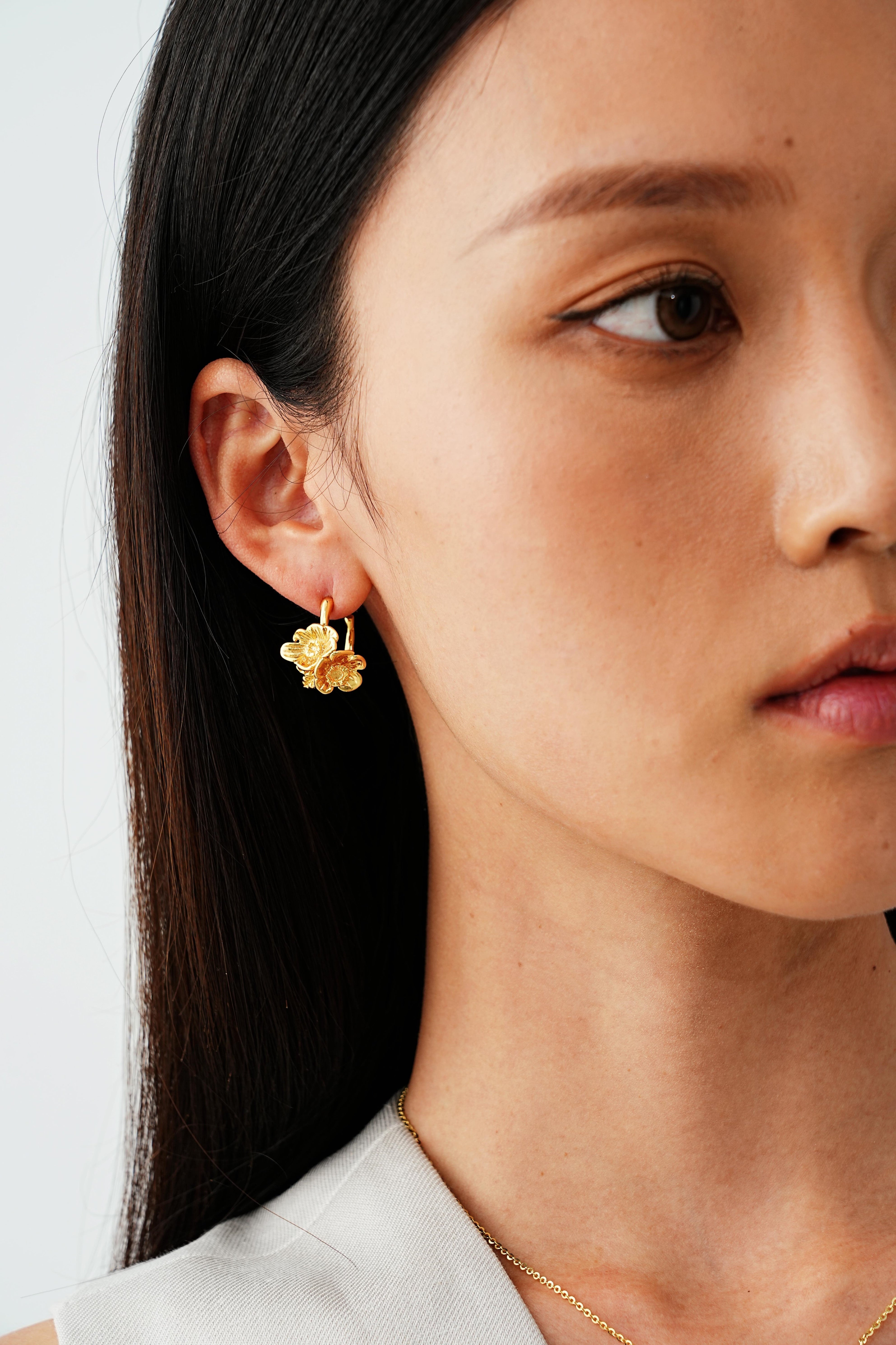 Gilded Blossm C Hoop Earrings