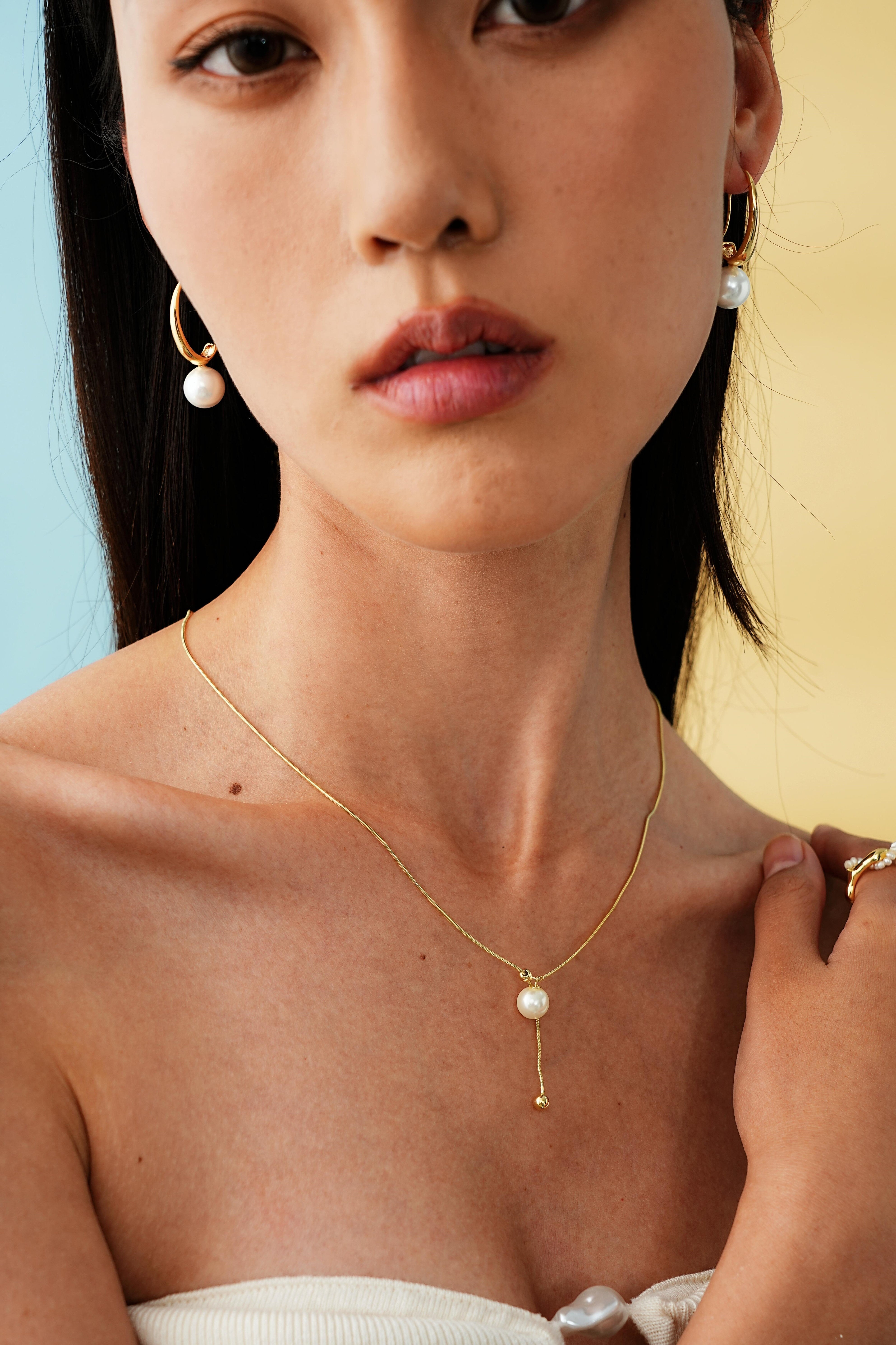 Angular Pearl Drop Earrings