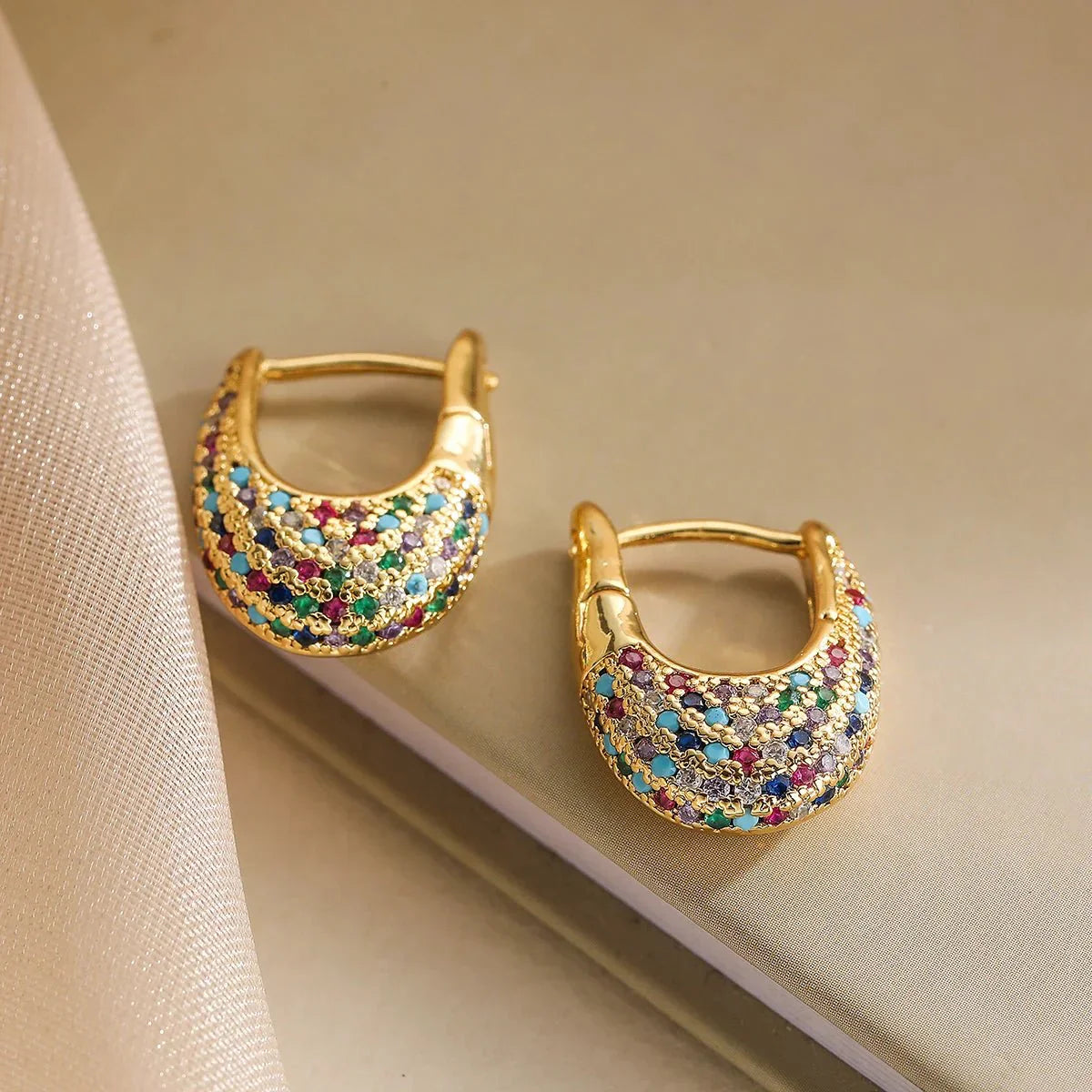 Chunky Glittering Diamond Hoop Earrings