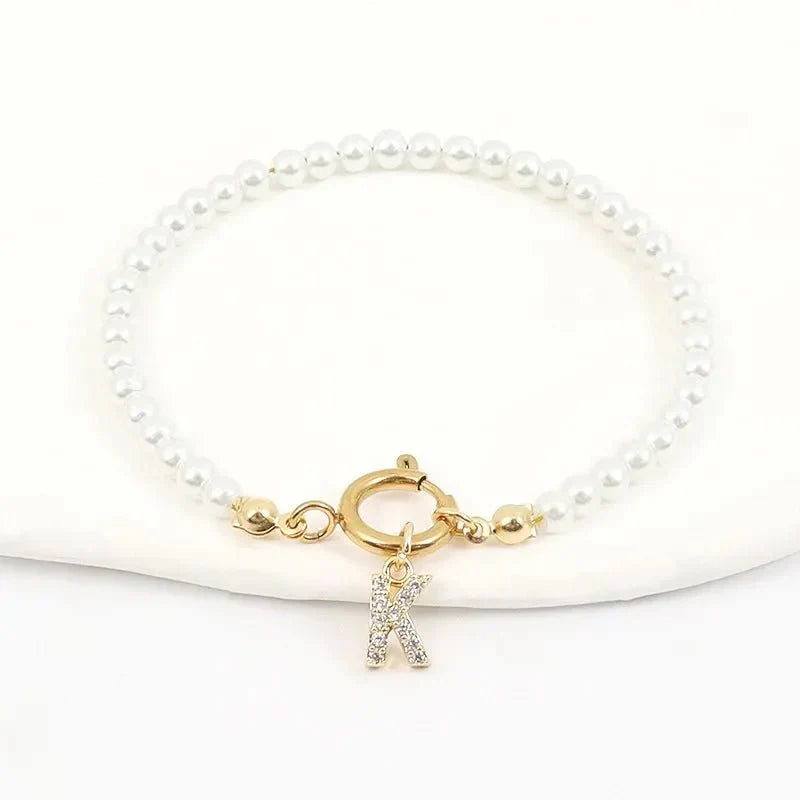 Dainty Beaded Initial Bracelet