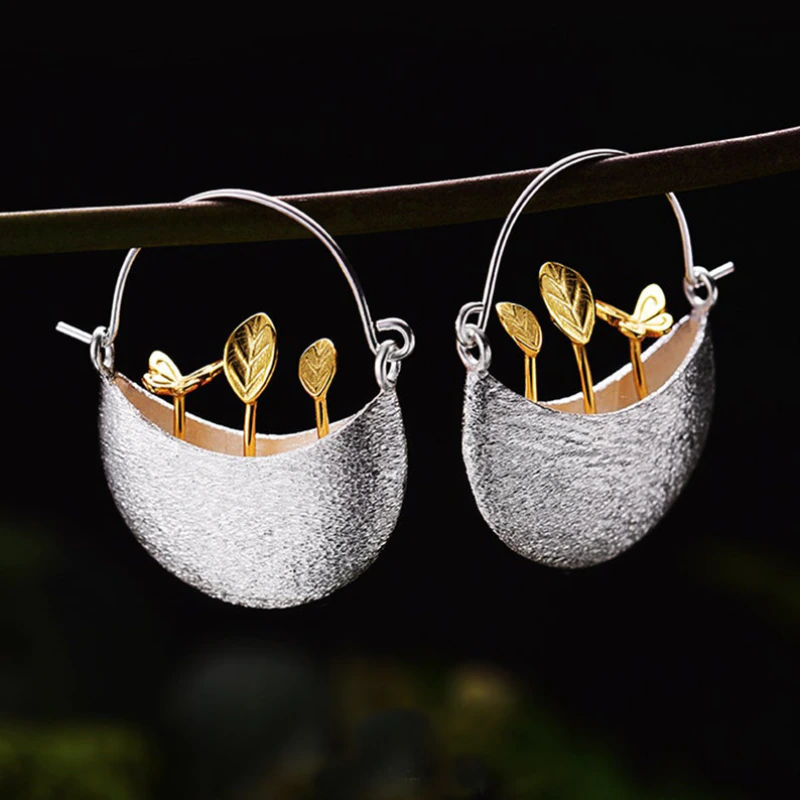 Gold Plated Floral Basket  in Silver