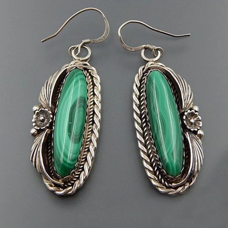 Boho Silver  with Green Stone