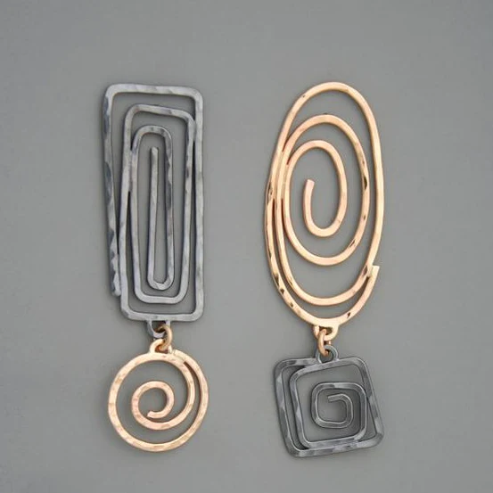 Spiral Earrings in Gold and Silver Vintage