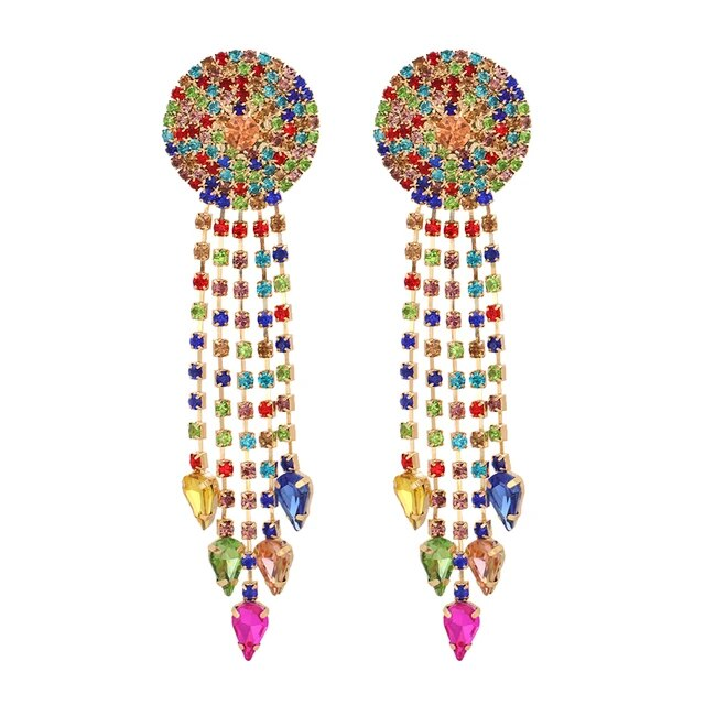 Multicolour mandala hanging earrings in vintage style