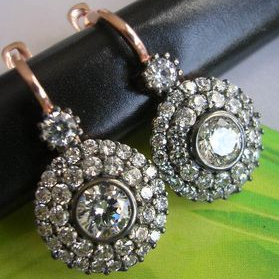 Mandala Earrings with Inlaid Zirconia Vintage