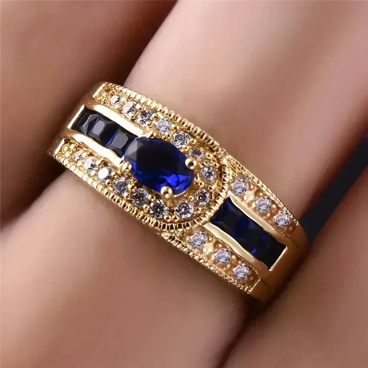 Bright Blue and Gold Vintage Ring
