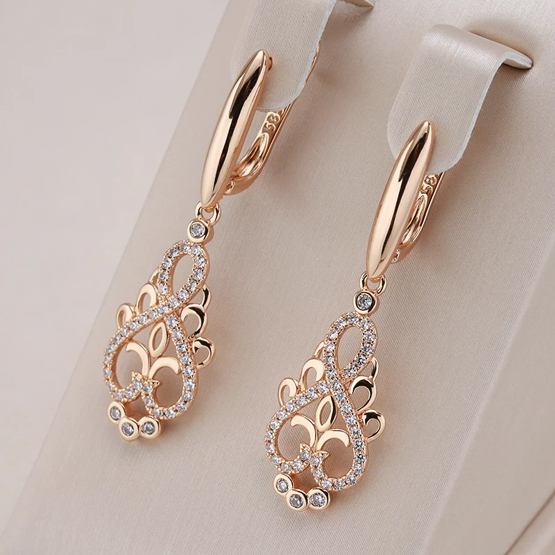 Elegant Elf earrings with gold cubic zirconia
