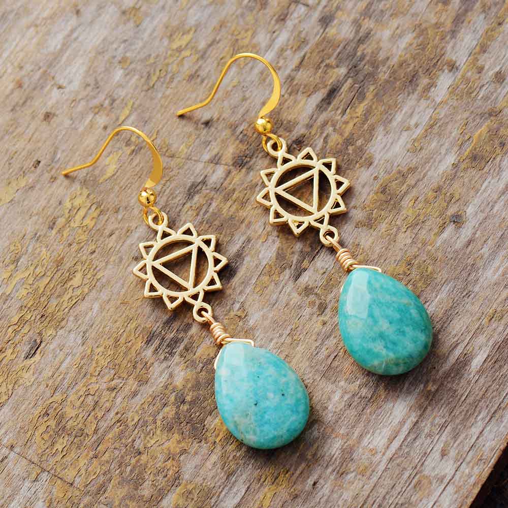 Amazonite Sacred Triangle Earrings