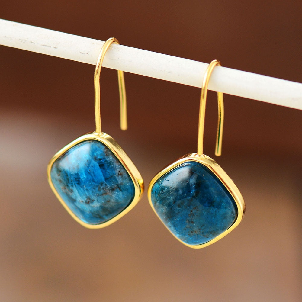Square Apatite Dangle Earrings