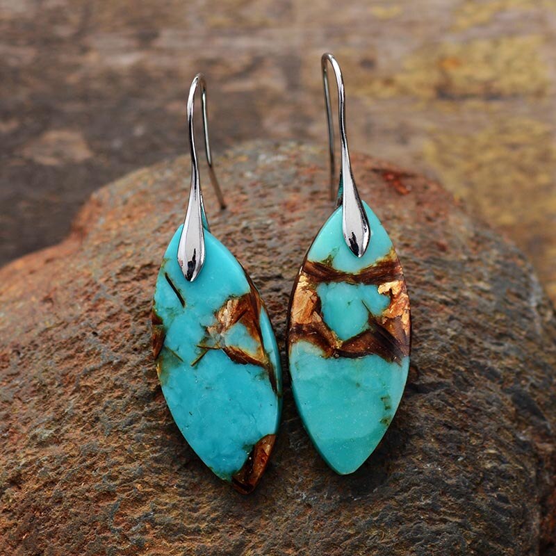 Synthetic Turquoise Jasper Statement Earrings
