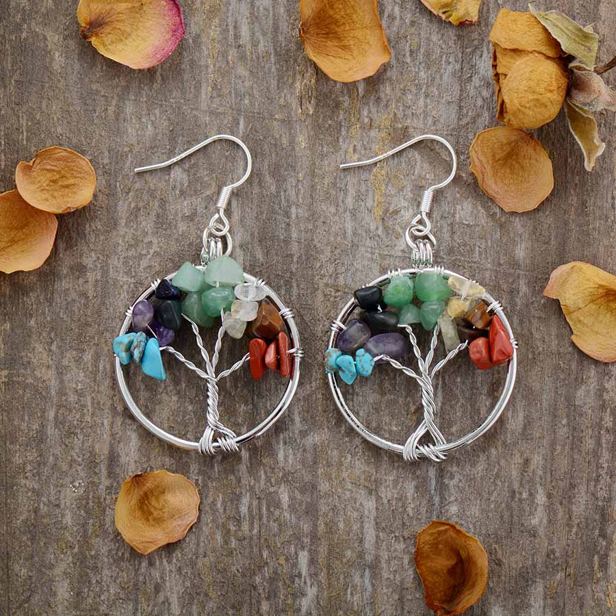 Tree of Life Chakra Earrings